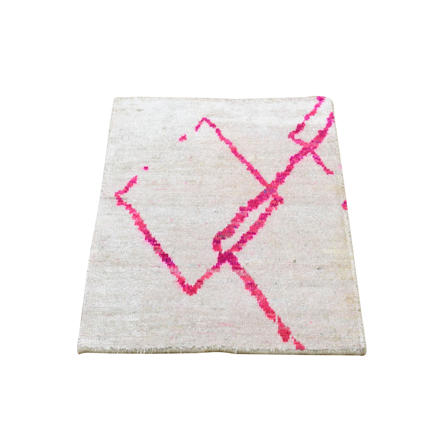 2'x2' Sari Silk With Textured wool Hand Woven Oriental Sample Rug 