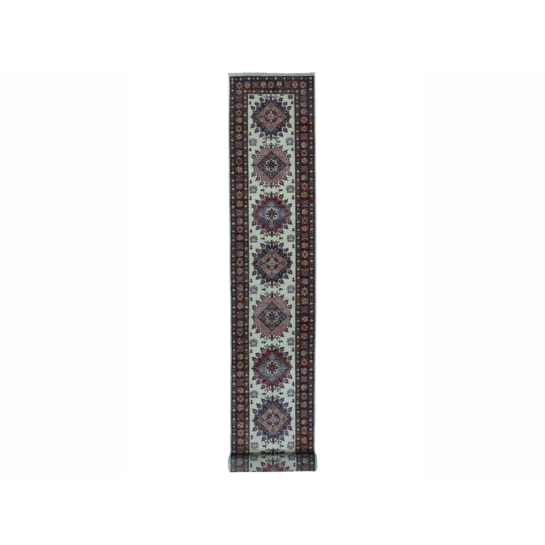 Tribal and geometric hand-knotted organic wool oriental runner up rugs 