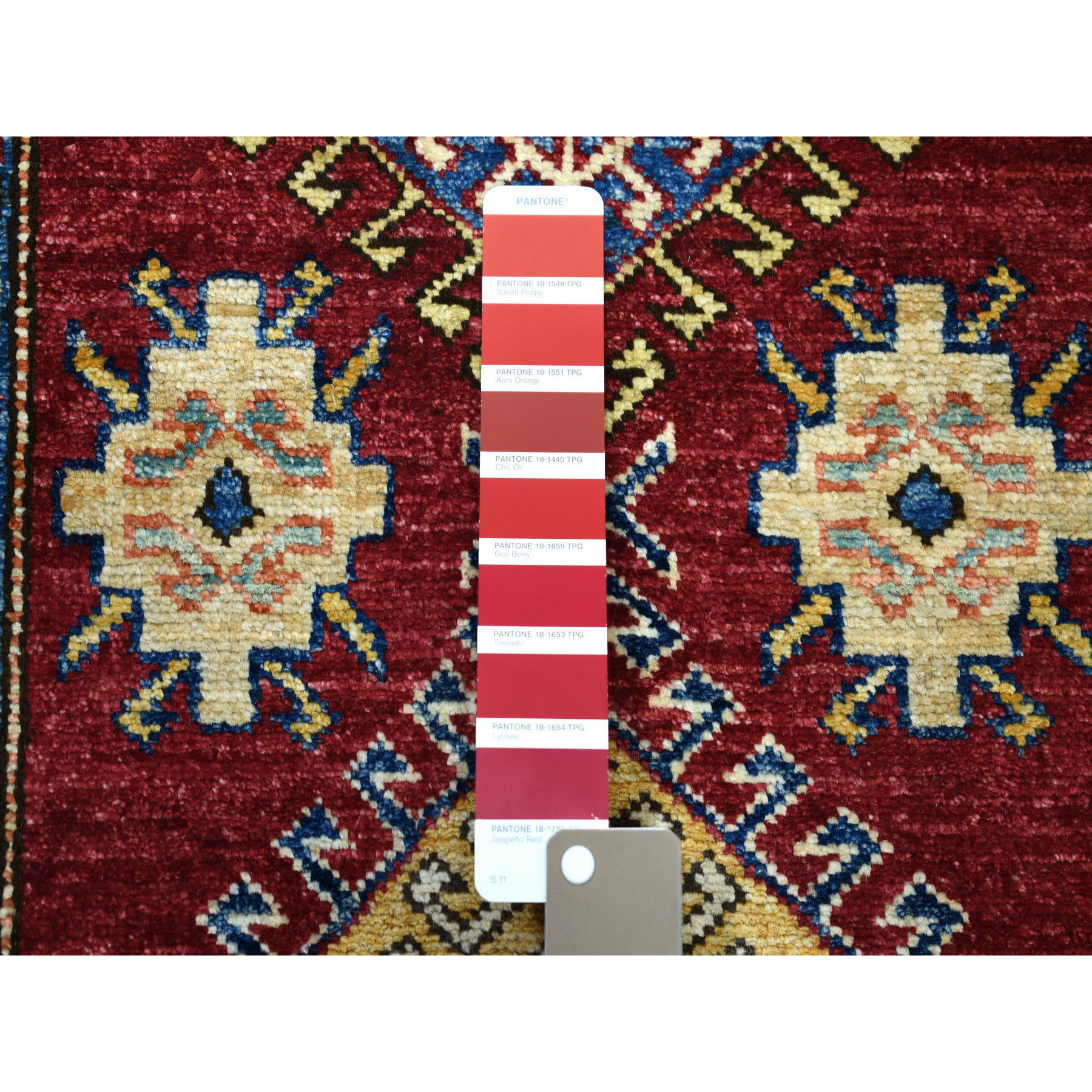 2'9"x20'3" Red Super Kazak Geometric Design XL Runner Pure Wool Hand Woven Oriental Rug 