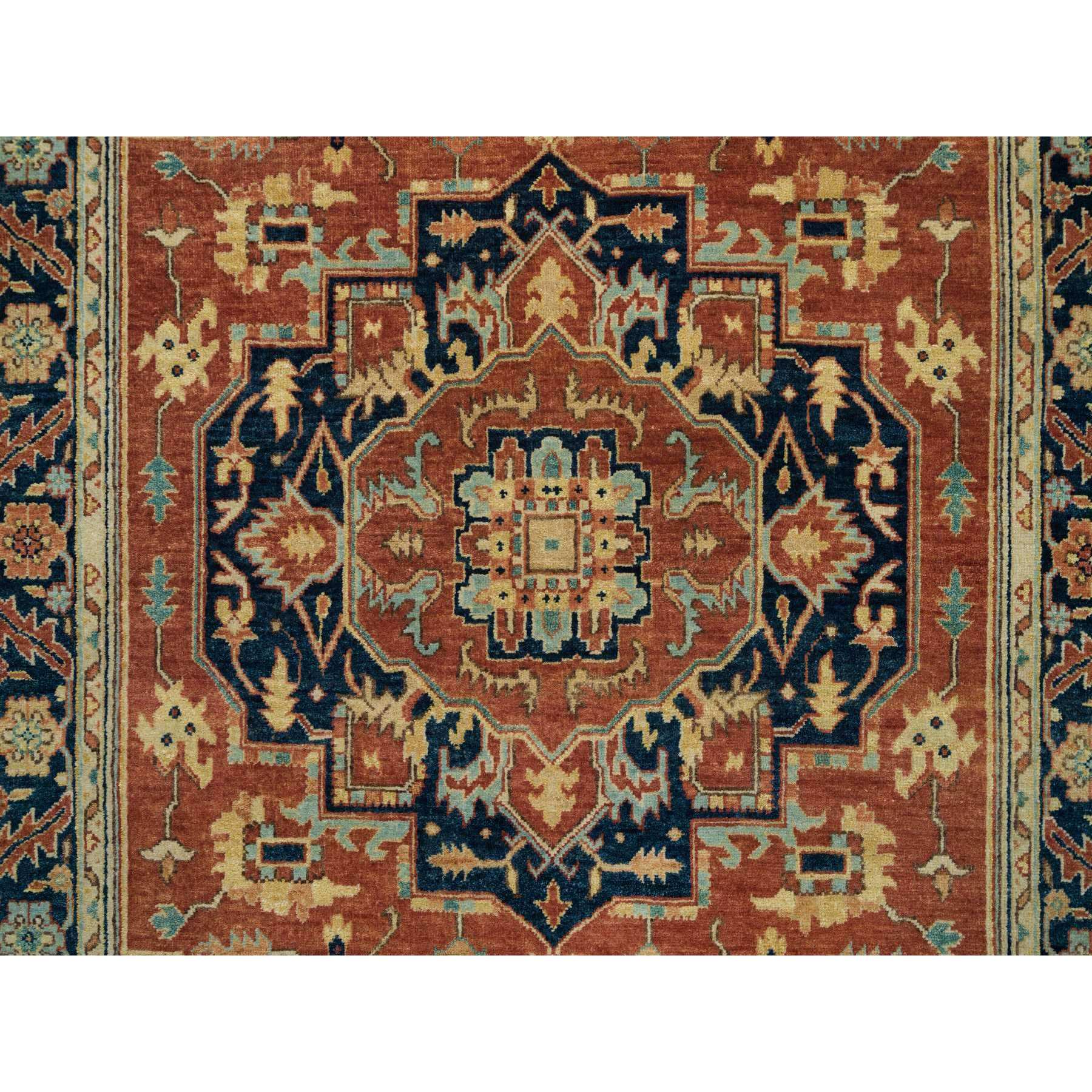 4'x6'2" Terracotta Red, Antiqued Fine Heriz Re-Creation, Natural Dyes, Densely Woven, 100% Wool, Hand Woven, Oriental Rug 