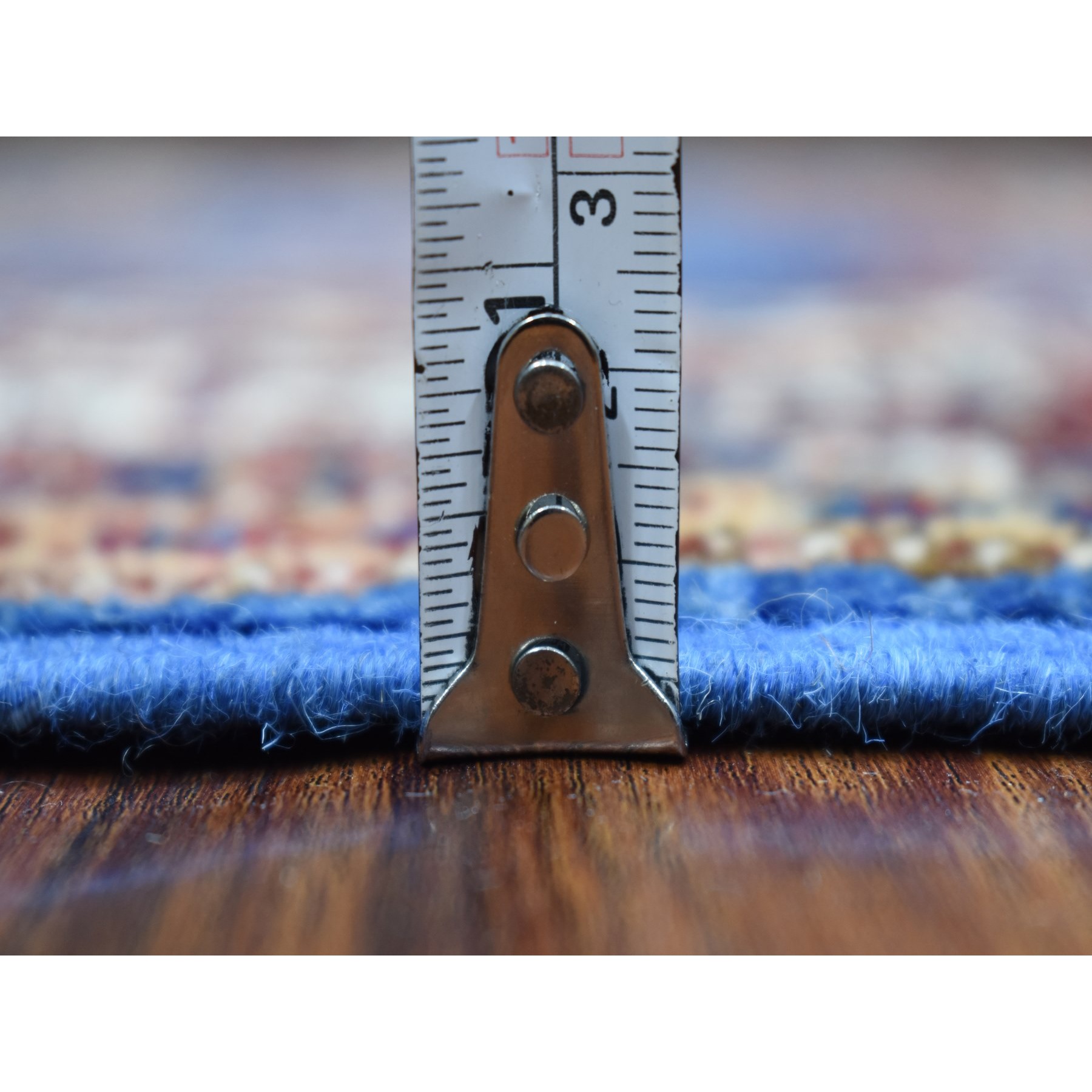 2'10"x37'2" Super Kazak with Tribal Medallions Design Hand Woven Soft Organic Wool Faded Blue Oriental XL Runner Rug 