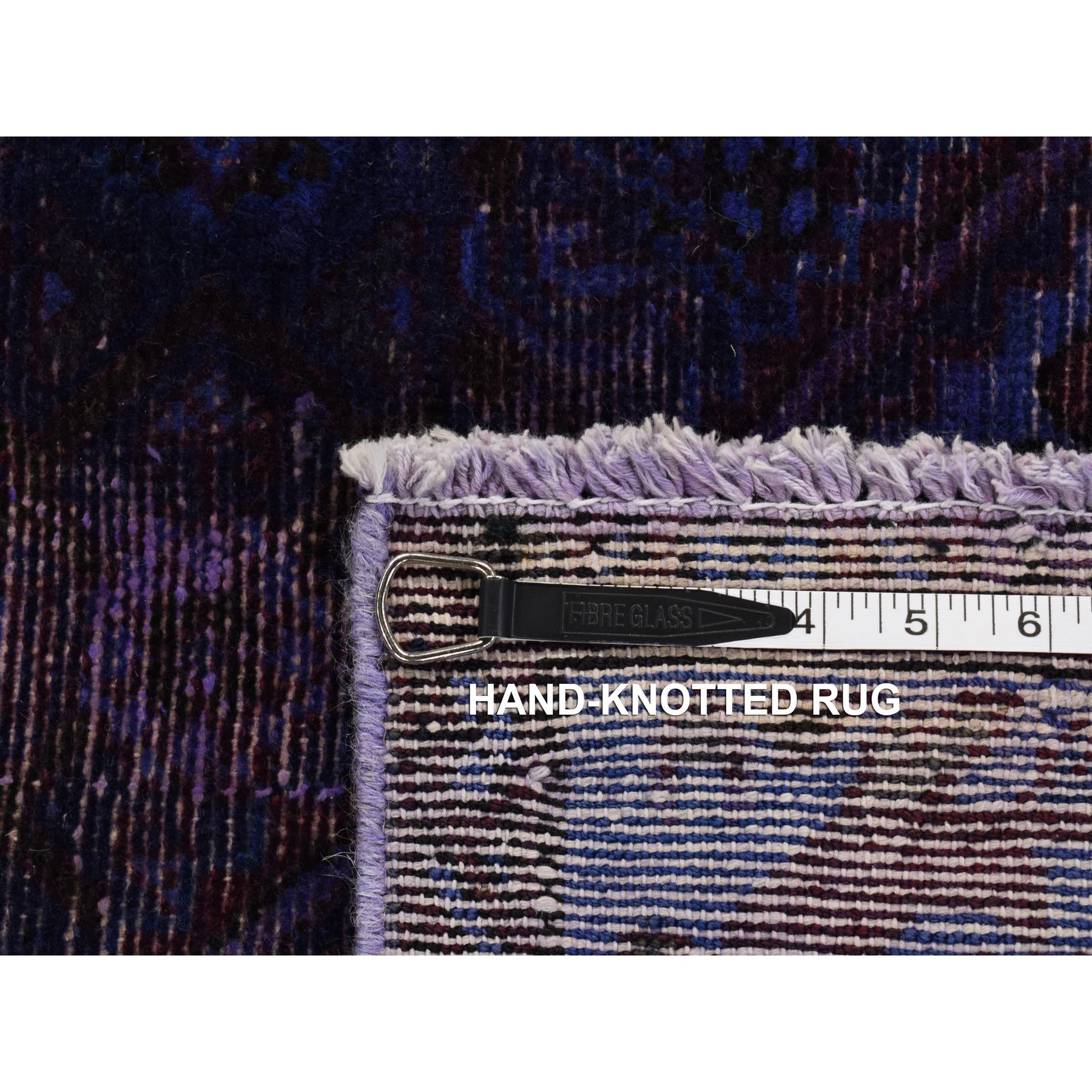 5'8"x10' Prince Charming Purple, Hand Made, Pure Wool, Overdyed Persian Hamadan, Wide Runner, Oriental Rug 