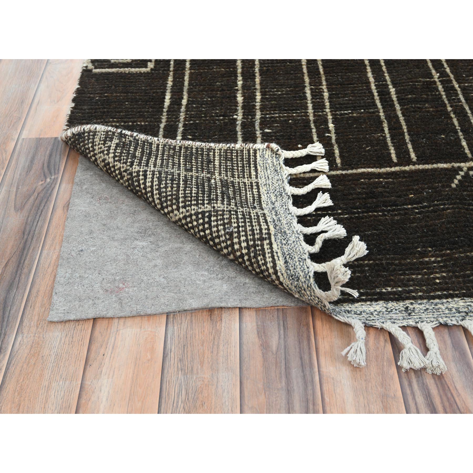 9'2"x12'2" Dark Chocolate Brown, Ben Ourain Moroccan Berber Influence Design, Natural Dyes, Extra Soft Wool, Hand Woven Oriental Rug 