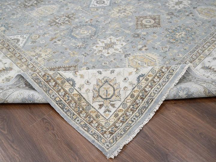 12'2" x 15'0" New Hand Knotted Grey Wool Rectangle Oriental Rug - MOA10210030