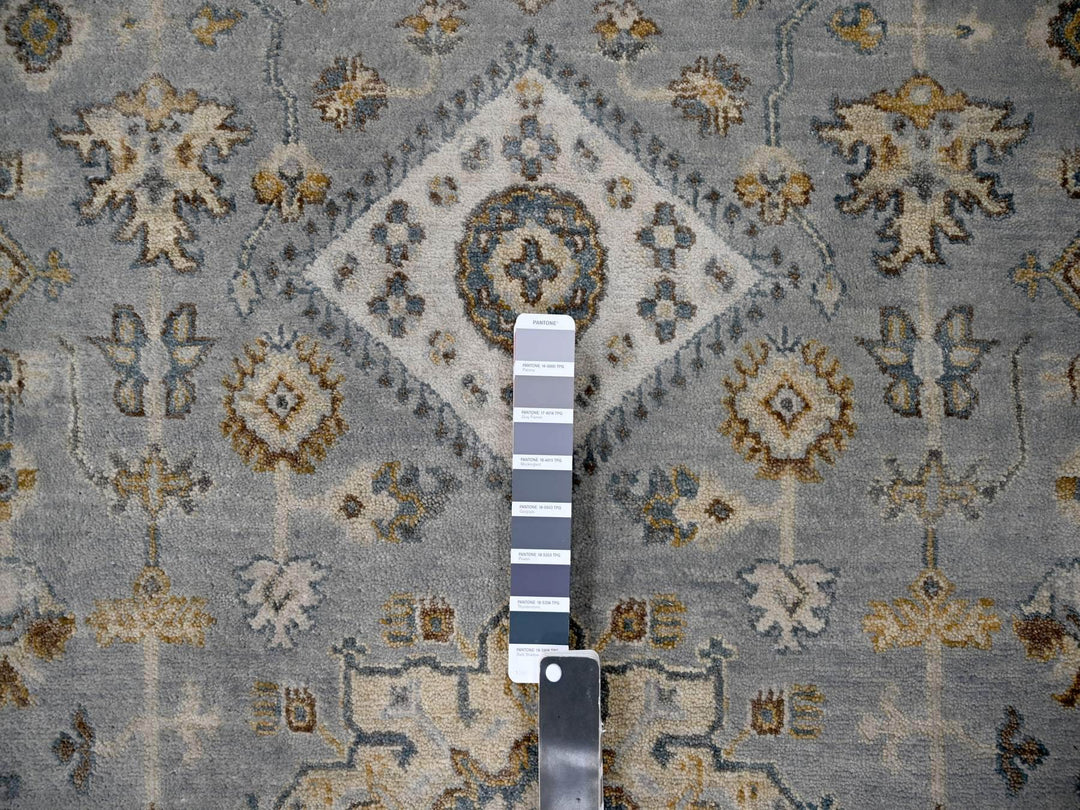 12'2" x 15'0" New Hand Knotted Grey Wool Rectangle Oriental Rug - MOA10210030