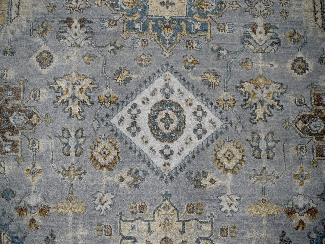 12'2" x 15'0" New Hand Knotted Grey Wool Rectangle Oriental Rug - MOA10210030