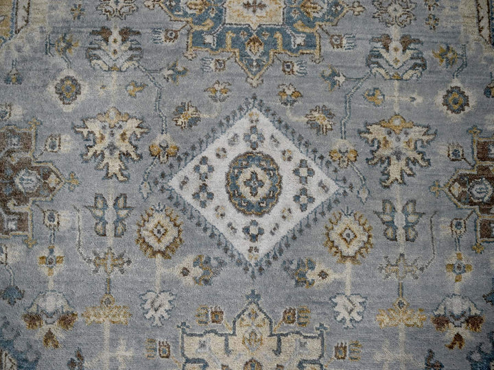 12'2" x 15'0" New Hand Knotted Grey Wool Rectangle Oriental Rug - MOA10210030