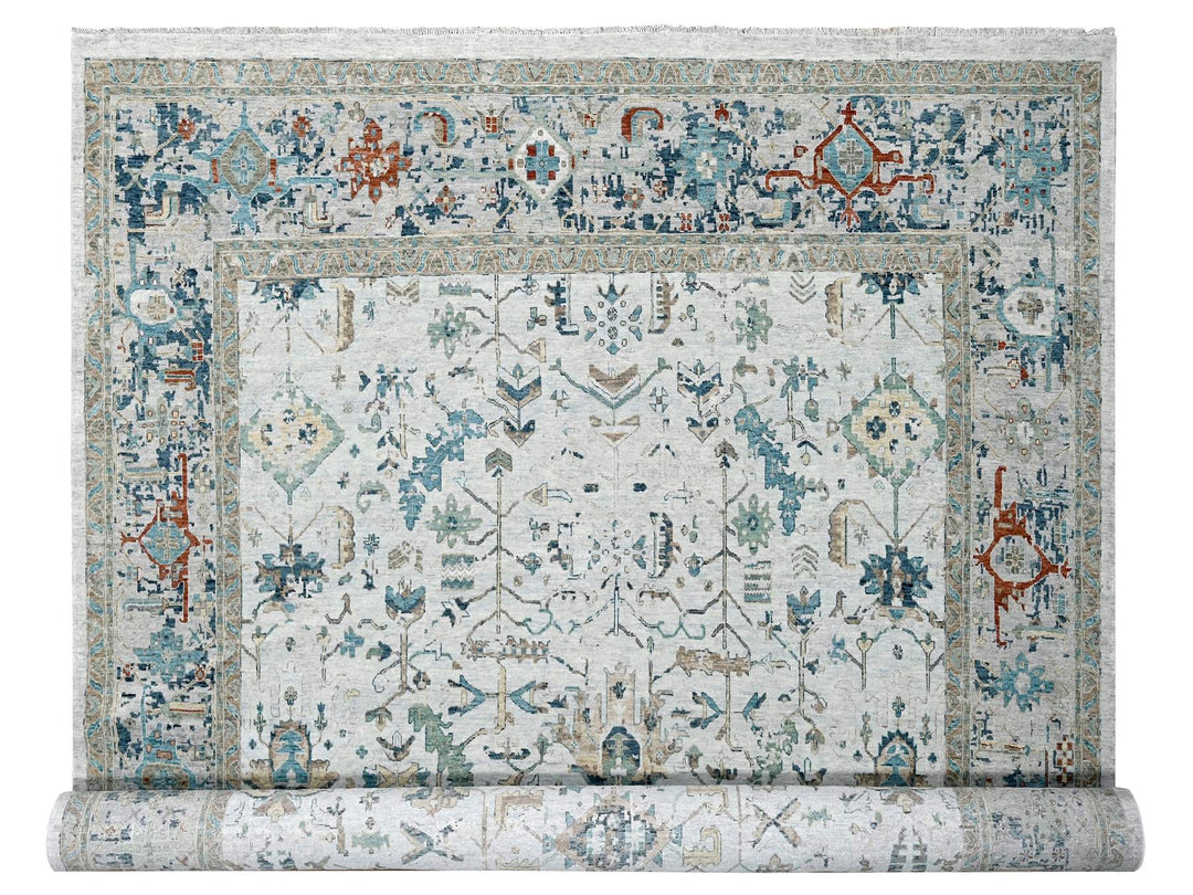 11'10" x 15'0" New Hand Knotted Grey Wool Rectangle Oriental Rug - MOA10210061