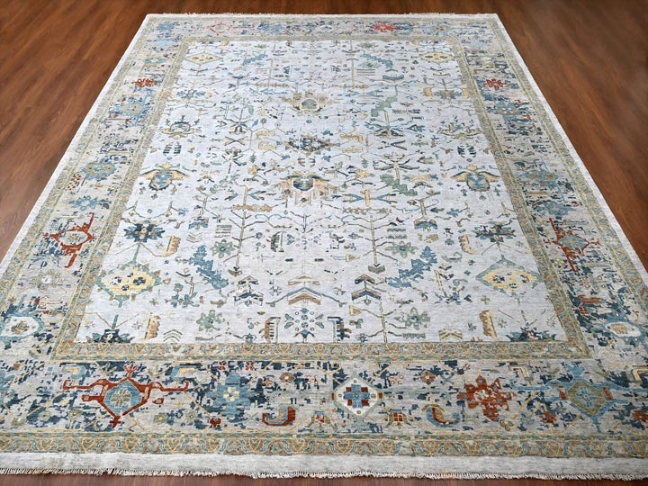 11'10" x 15'0" New Hand Knotted Grey Wool Rectangle Oriental Rug - MOA10210061