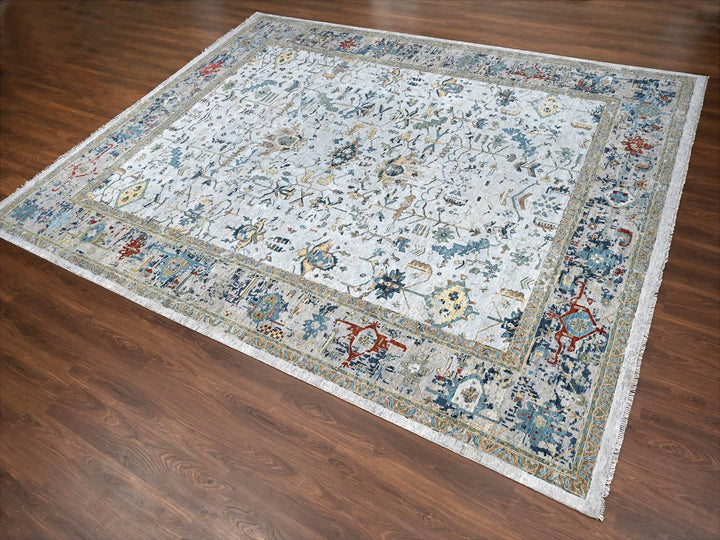 11'10" x 15'0" New Hand Knotted Grey Wool Rectangle Oriental Rug - MOA10210061