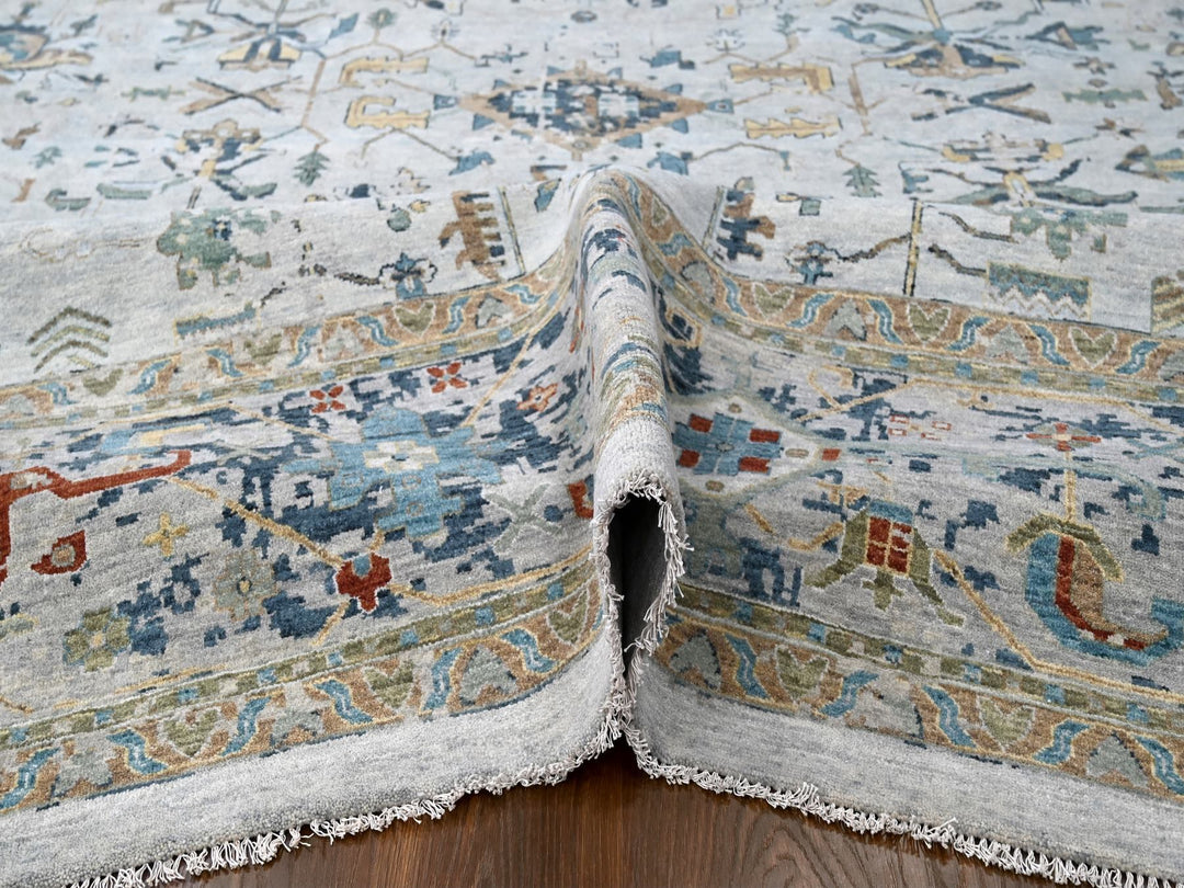 11'10" x 15'0" New Hand Knotted Grey Wool Rectangle Oriental Rug - MOA10210061