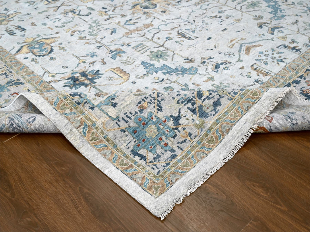 11'10" x 15'0" New Hand Knotted Grey Wool Rectangle Oriental Rug - MOA10210061