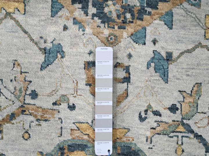 11'10" x 15'0" New Hand Knotted Grey Wool Rectangle Oriental Rug - MOA10210061