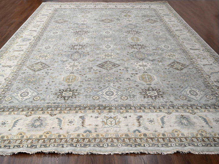 14'0" x 17'9" New Hand Knotted Grey Wool Rectangle Oriental Rug - MOA10210070