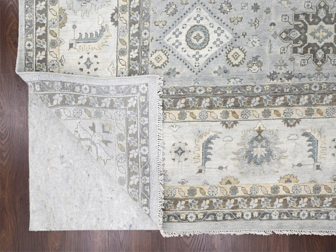 14'0" x 17'9" New Hand Knotted Grey Wool Rectangle Oriental Rug - MOA10210070