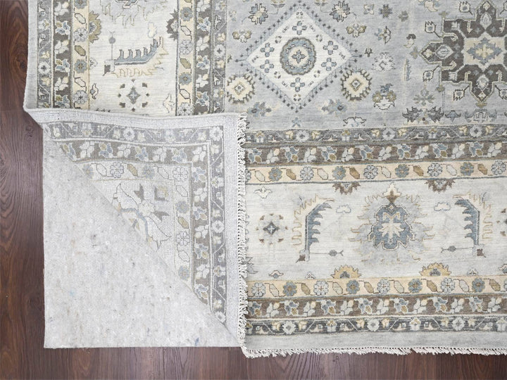 14'0" x 17'9" New Hand Knotted Grey Wool Rectangle Oriental Rug - MOA10210070