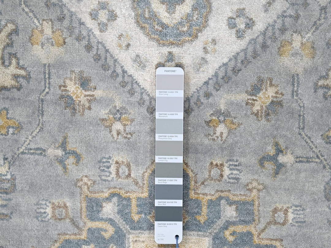 14'0" x 17'9" New Hand Knotted Grey Wool Rectangle Oriental Rug - MOA10210070