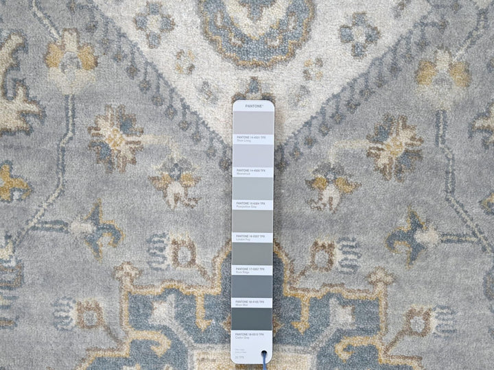 14'0" x 17'9" New Hand Knotted Grey Wool Rectangle Oriental Rug - MOA10210070