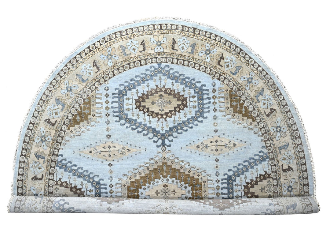 13'8" x 13'10" New Hand Knotted Grey Wool Round Oriental Rug - MOA10210079