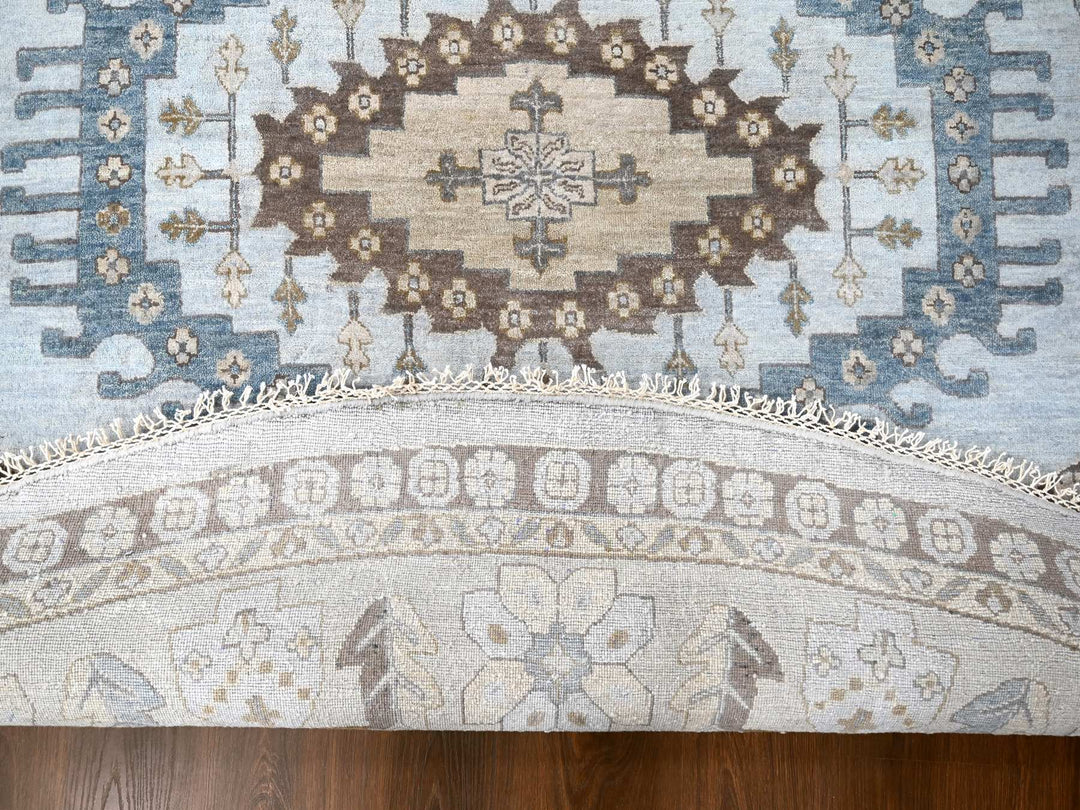 13'8" x 13'10" New Hand Knotted Grey Wool Round Oriental Rug - MOA10210079