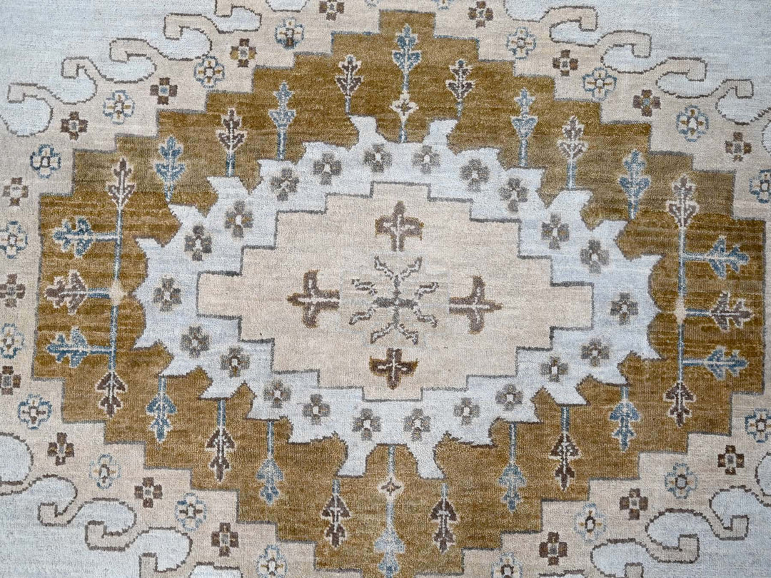 13'8" x 13'10" New Hand Knotted Grey Wool Round Oriental Rug - MOA10210079