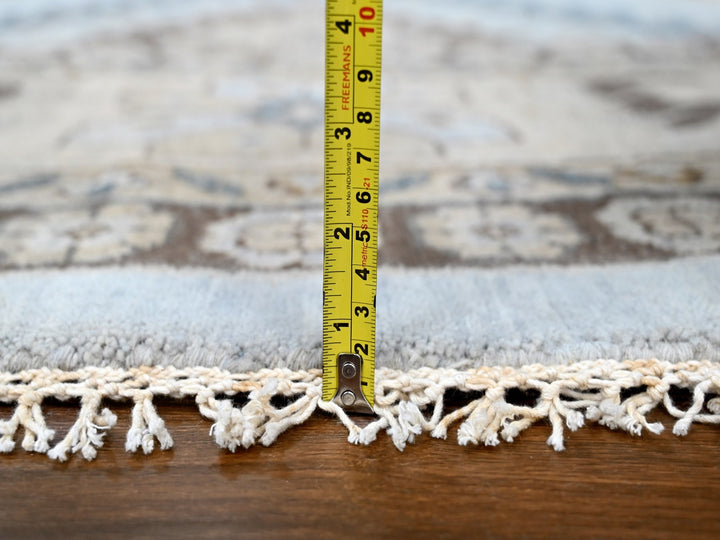 13'8" x 13'10" New Hand Knotted Grey Wool Round Oriental Rug - MOA10210079