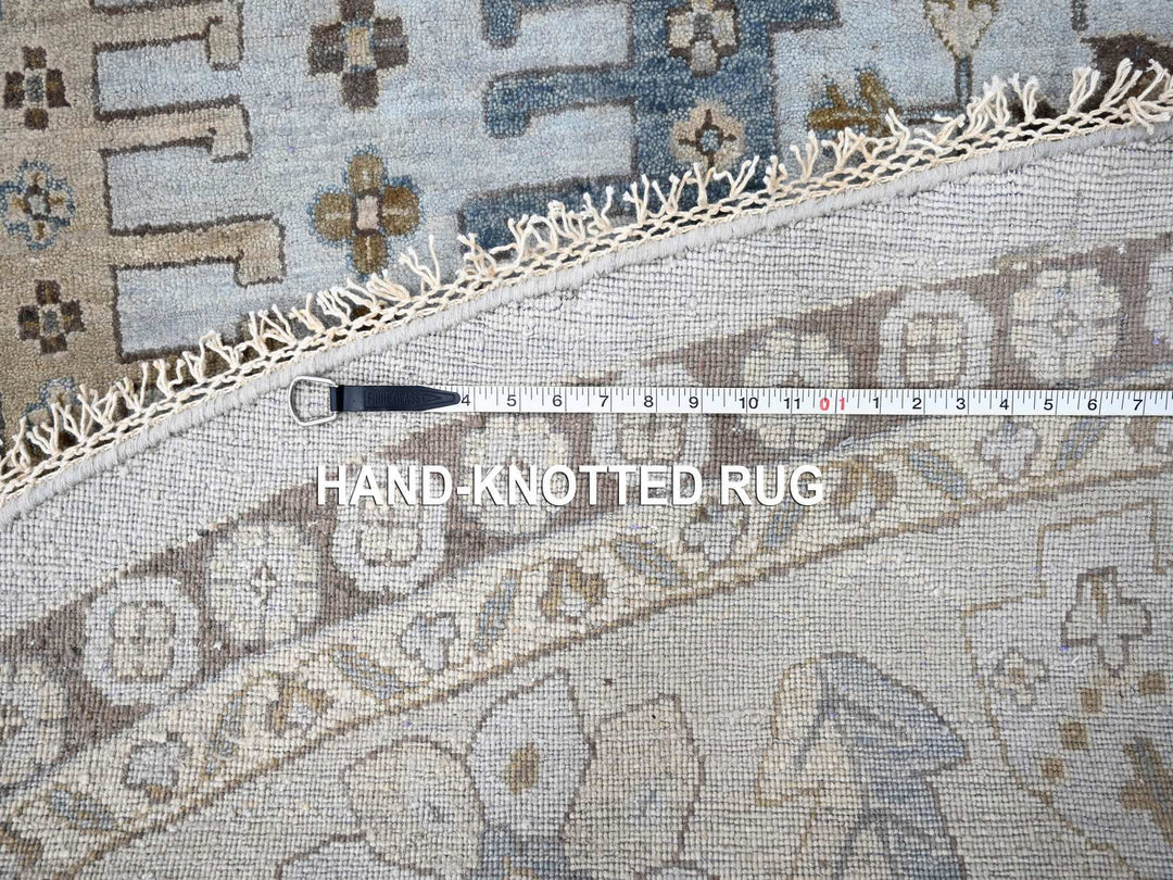 13'8" x 13'10" New Hand Knotted Grey Wool Round Oriental Rug - MOA10210079