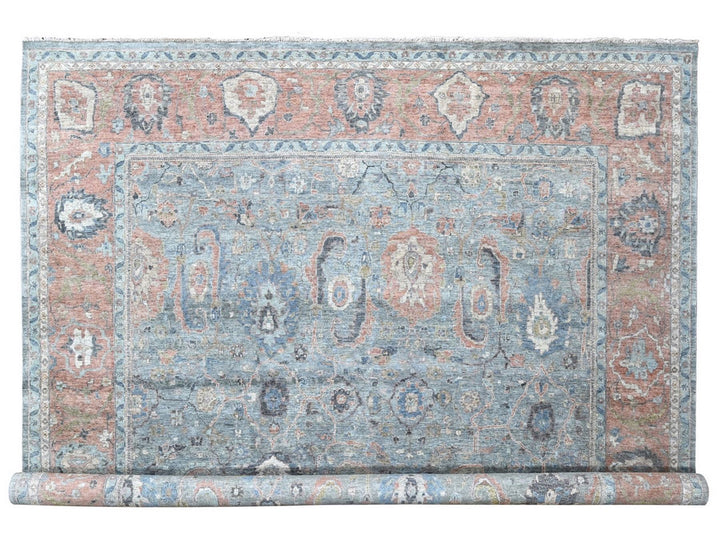 11'11" x 14'10" New Hand Knotted Blue Wool Rectangle Oriental Rug - MOA10210155