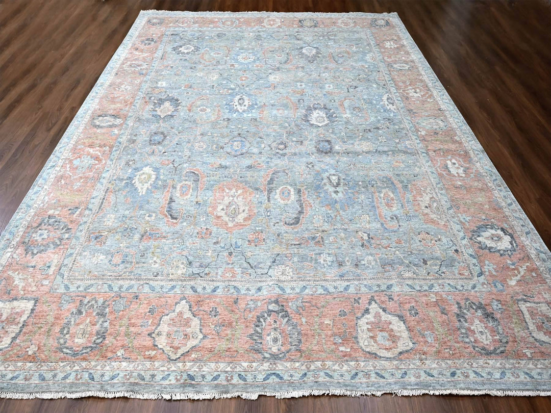 11'11" x 14'10" New Hand Knotted Blue Wool Rectangle Oriental Rug - MOA10210155