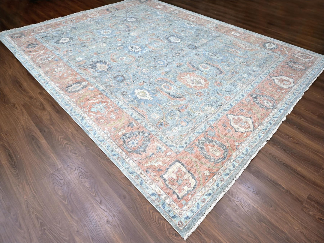 11'11" x 14'10" New Hand Knotted Blue Wool Rectangle Oriental Rug - MOA10210155