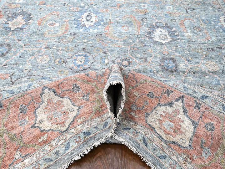 11'11" x 14'10" New Hand Knotted Blue Wool Rectangle Oriental Rug - MOA10210155