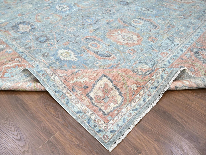11'11" x 14'10" New Hand Knotted Blue Wool Rectangle Oriental Rug - MOA10210155