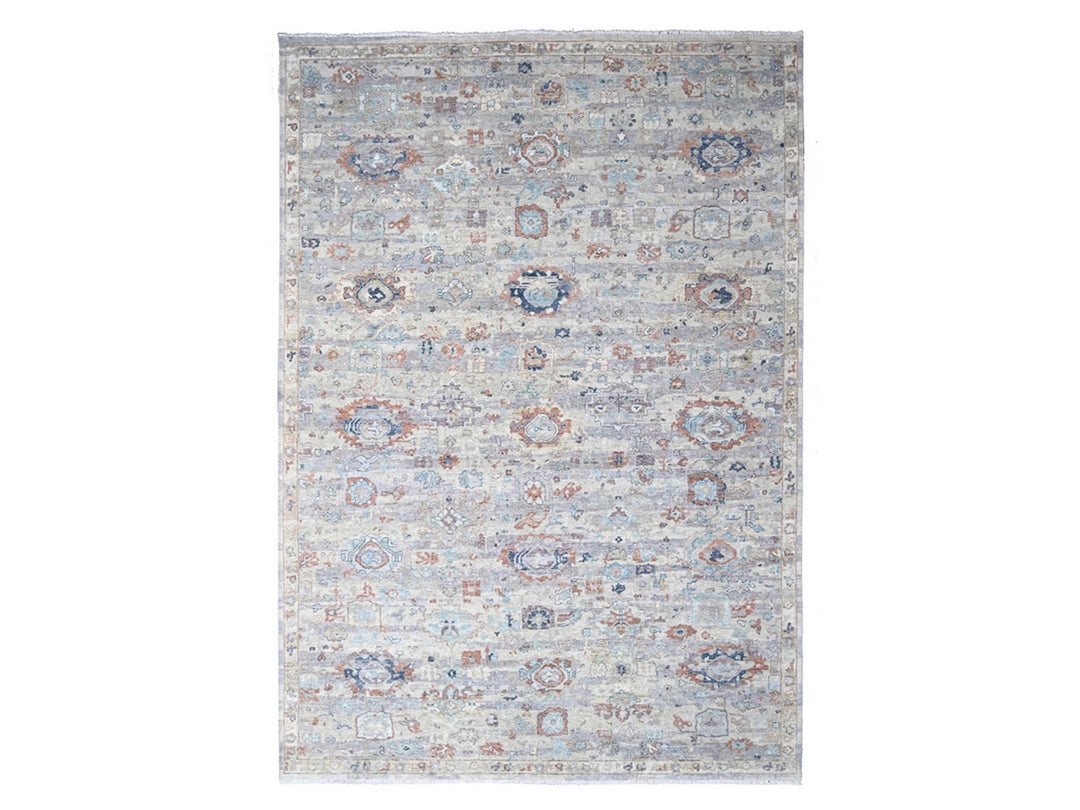 9'6" x 13'7" New Hand Knotted Grey Wool Rectangle Oriental Rug - MOA10210158