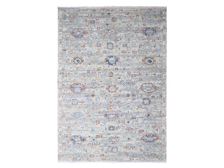 9'6" x 13'7" New Hand Knotted Grey Wool Rectangle Oriental Rug - MOA10210158