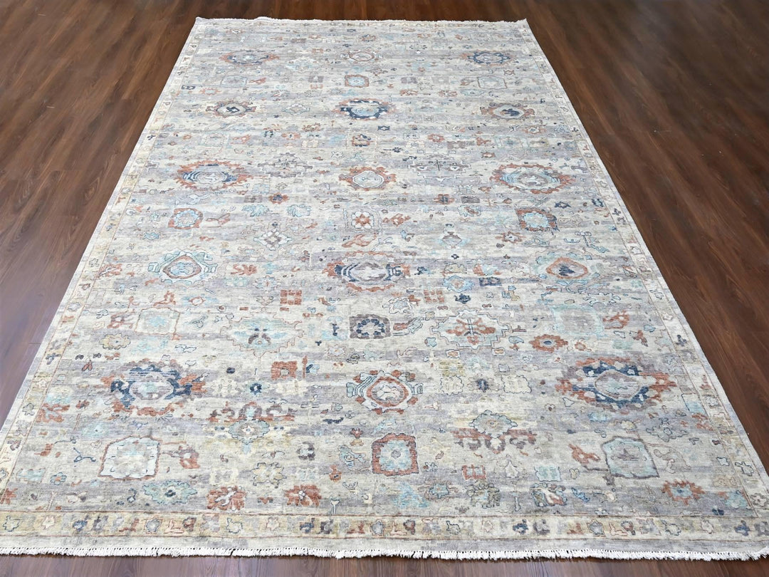 9'6" x 13'7" New Hand Knotted Grey Wool Rectangle Oriental Rug - MOA10210158