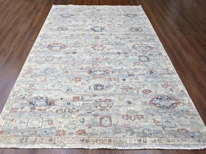 9'6" x 13'7" New Hand Knotted Grey Wool Rectangle Oriental Rug - MOA10210158