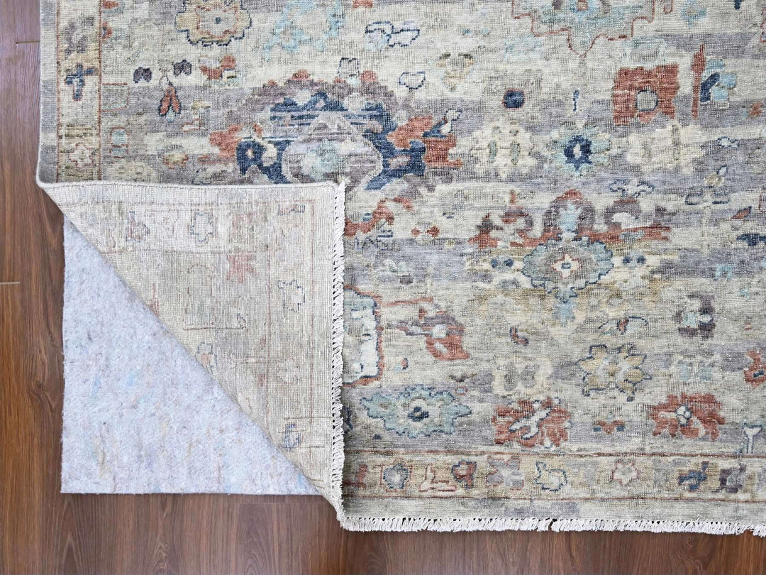 9'6" x 13'7" New Hand Knotted Grey Wool Rectangle Oriental Rug - MOA10210158