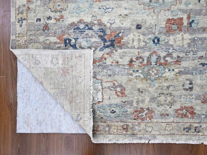 9'6" x 13'7" New Hand Knotted Grey Wool Rectangle Oriental Rug - MOA10210158