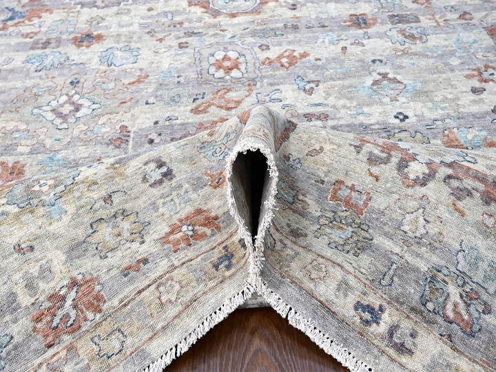 9'6" x 13'7" New Hand Knotted Grey Wool Rectangle Oriental Rug - MOA10210158