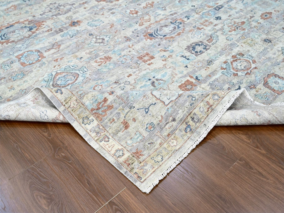 9'6" x 13'7" New Hand Knotted Grey Wool Rectangle Oriental Rug - MOA10210158