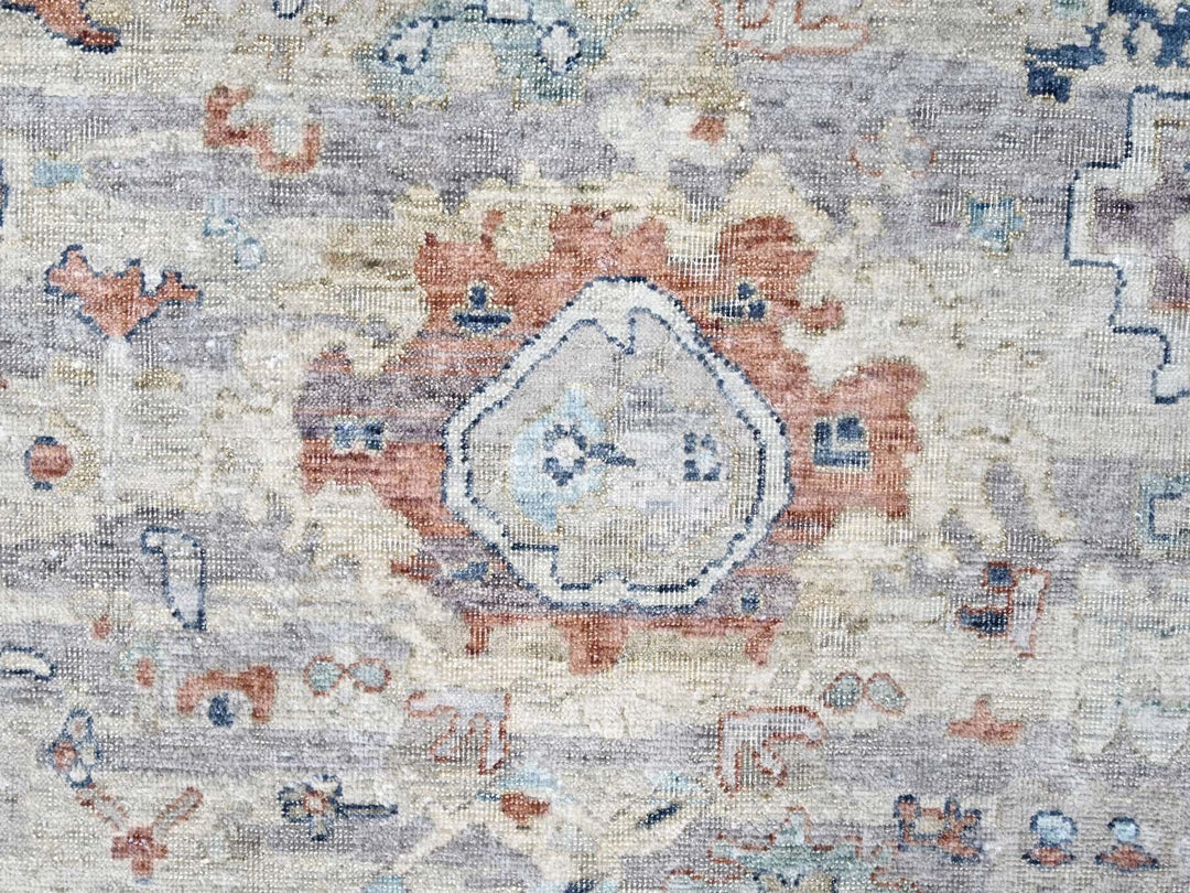 9'6" x 13'7" New Hand Knotted Grey Wool Rectangle Oriental Rug - MOA10210158