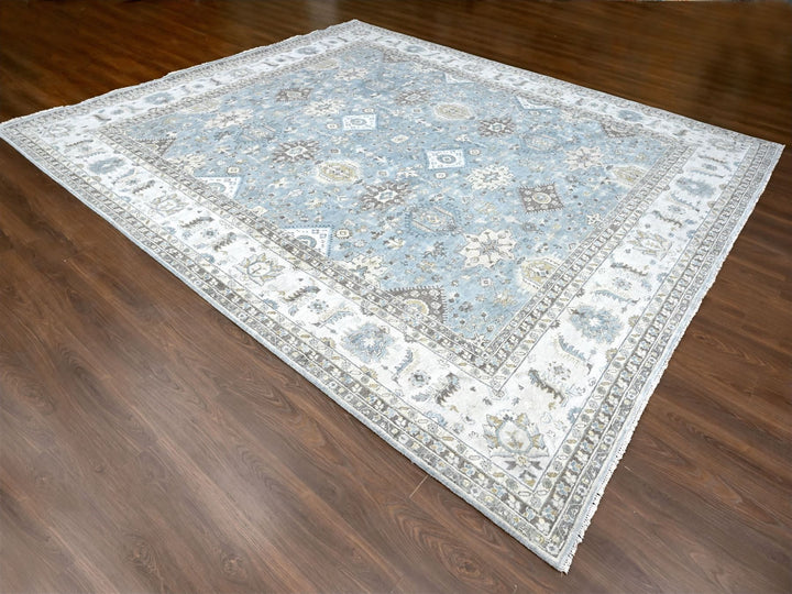 12'0" x 13'8" New Hand Knotted Grey Wool Rectangle Oriental Rug - MOA10210187