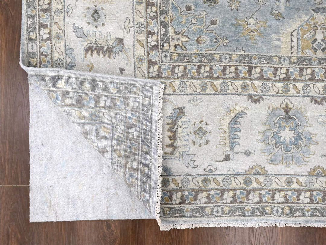 12'0" x 13'8" New Hand Knotted Grey Wool Rectangle Oriental Rug - MOA10210187