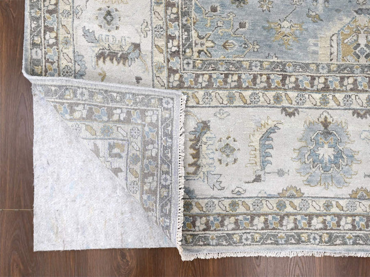 12'0" x 13'8" New Hand Knotted Grey Wool Rectangle Oriental Rug - MOA10210187