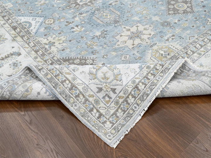 12'0" x 13'8" New Hand Knotted Grey Wool Rectangle Oriental Rug - MOA10210187