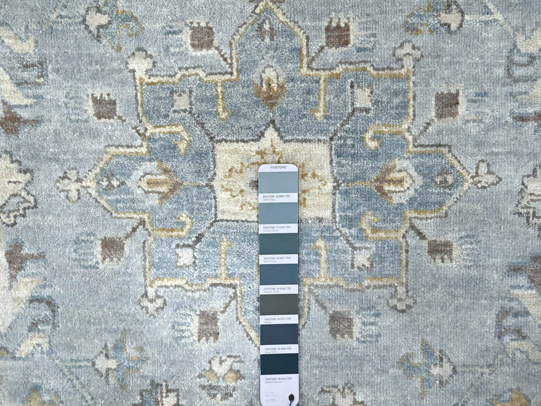 12'0" x 13'8" New Hand Knotted Grey Wool Rectangle Oriental Rug - MOA10210187