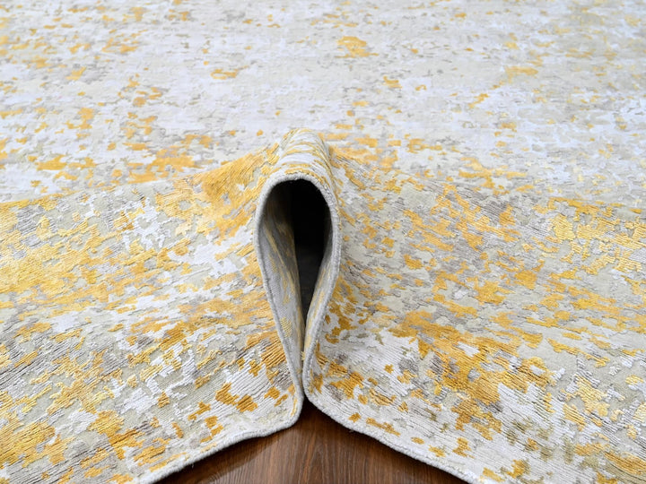 10'0" x 13'10" New Hand Knotted Beige Wool & Silk Rectangle Oriental Rug - MOA10210198