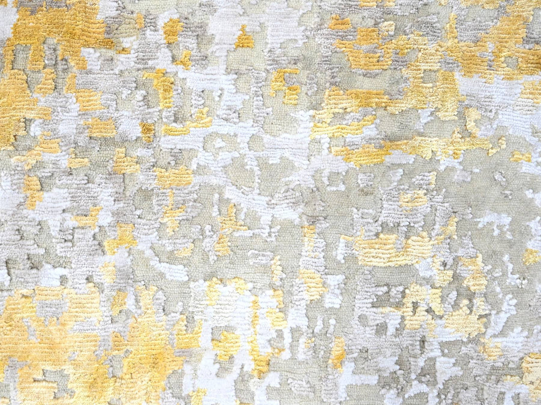 10'0" x 13'10" New Hand Knotted Beige Wool & Silk Rectangle Oriental Rug - MOA10210198