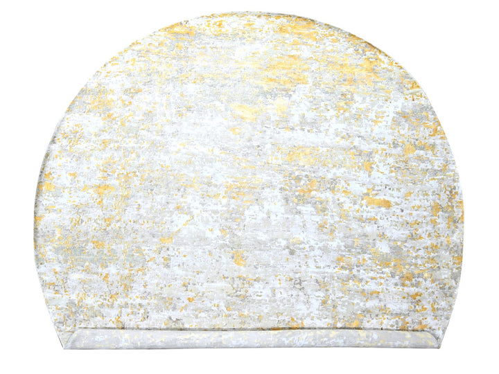 11'9" x 11'10" New Hand Knotted Beige Wool & Silk Round Oriental Rug - MOA10210206