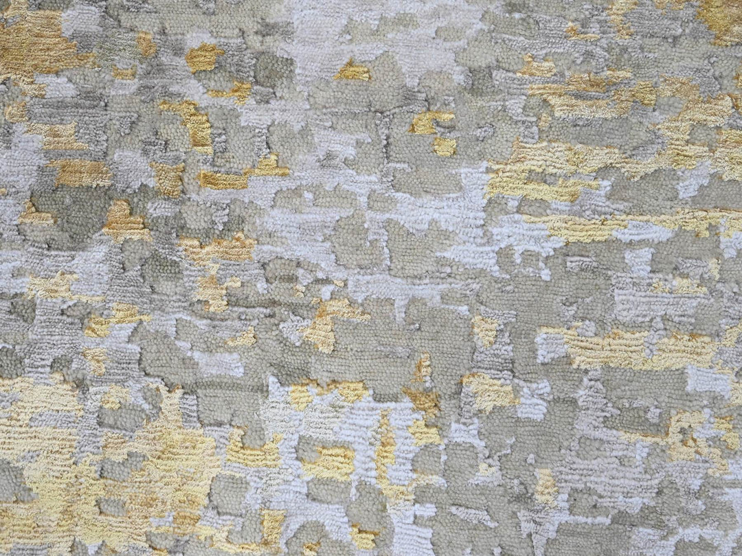 11'9" x 11'10" New Hand Knotted Beige Wool & Silk Round Oriental Rug - MOA10210206